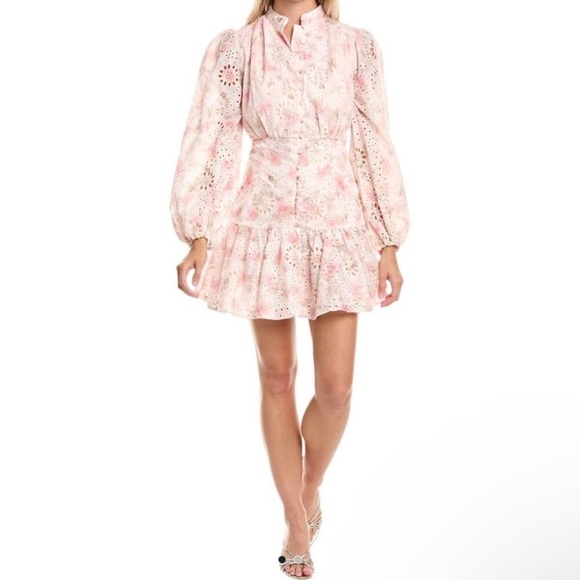 NWT! Bardot Hendry Long-Sleeve Floral Lace Mini Dress - Multiple 🪐 - Picture 2 of 13